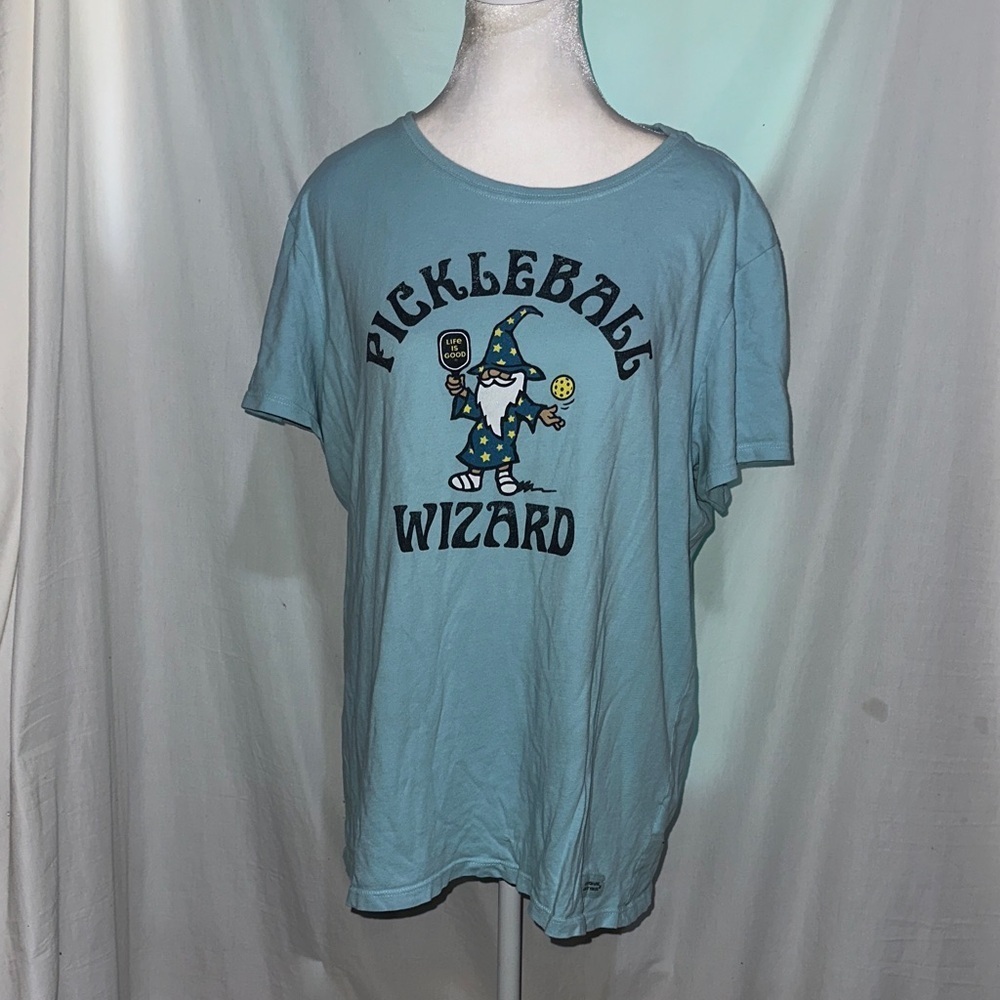 light blue Life Is Good crusher lite Pickleball Wizard tshirt size xl